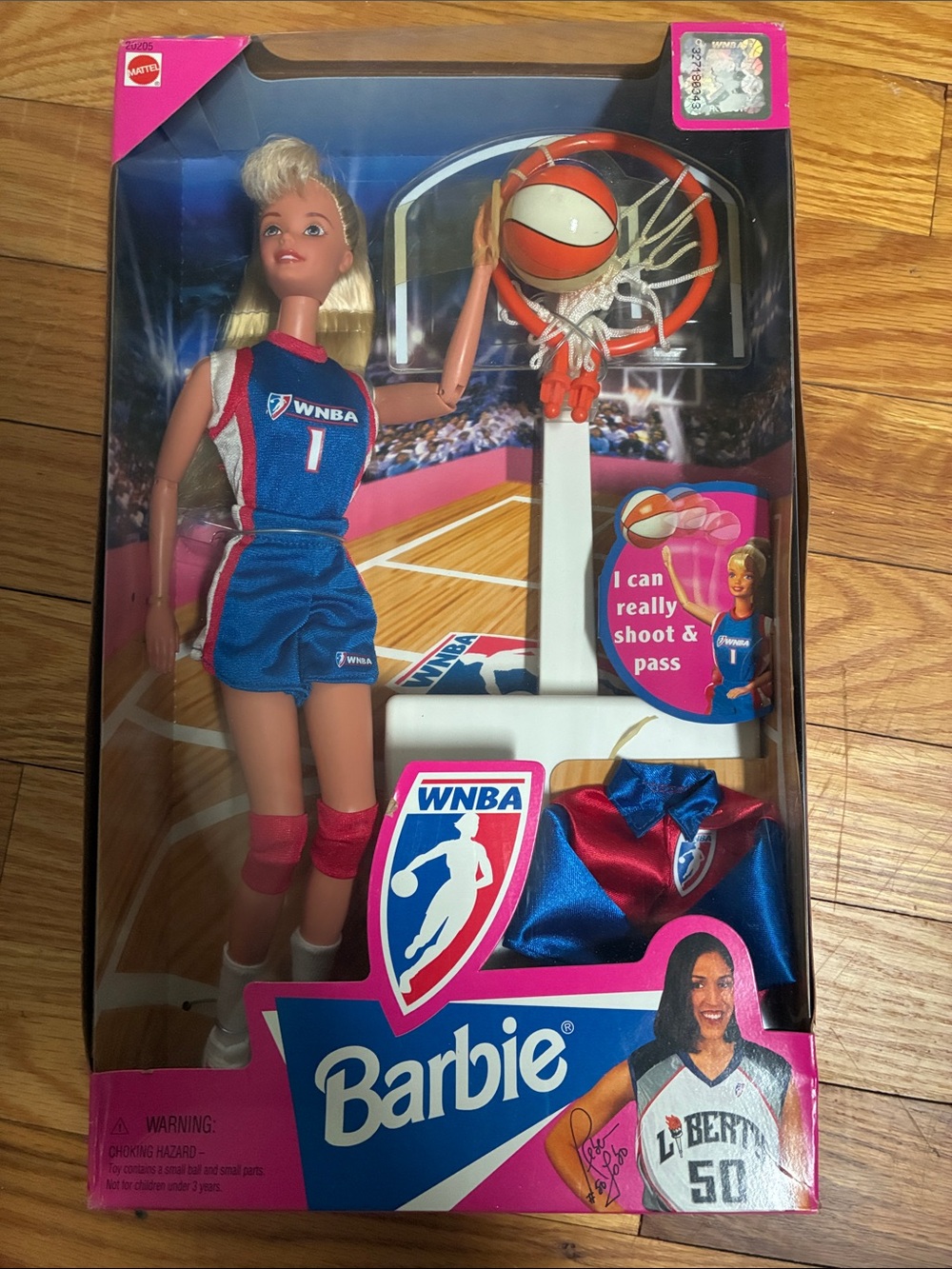 1998 WNBA Barbie Basketball Doll in Blue & Pink Uniform